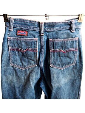 True Vintage Jeans 24x33 1980's MALE Disco Embroidered Pocket Denim Indigo Jeans